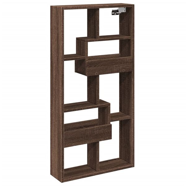 vidaXL Стенен шкаф, кафяв дъб, 50x15x100 см, инженерно дърво