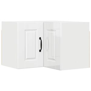 vidaXL Стенно ъглово шкафче PORTO Лъскаво бяло 57 x 57 x 40 см