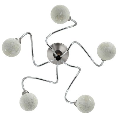 vidaXL Лампа за таван с кръгли стъклени абажури за 5 G9 LED крушки