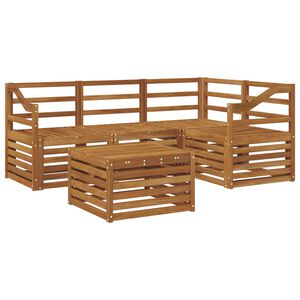 vidaXL Комплект дивани за открито 5 pcs Естествен