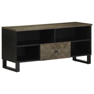 vidaXL ТВ шкаф, черен, 100x33x46 см, мангово дърво масив