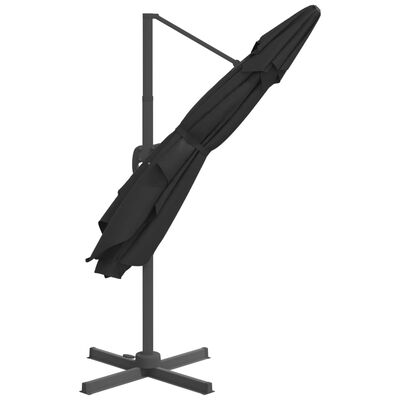 vidaXL Конзолен чадър с алуминиев прът, черен, 400x300 см
