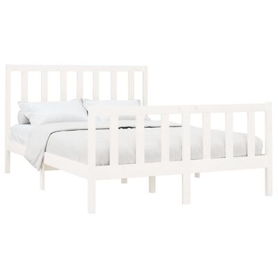 vidaXL Рамка за легло, бяла, масивен бор, 140x190 см