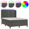 vidaXL Боксспринг легло с матрак и LED, тъмносиво, 140x190 см, кадифе
