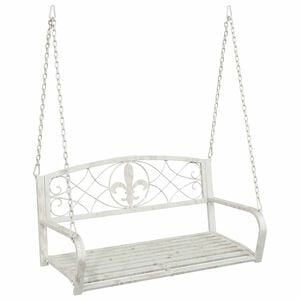 vidaXL Лавица с люлка Стомана 110,5 x 59 x 55 см Антично бяло