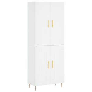 vidaXL Висок шкаф, бял, 69,5x34x180 см, инженерно дърво