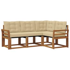 vidaXL Комплект дивани за открито 4 pcs Натурален и Бежов
