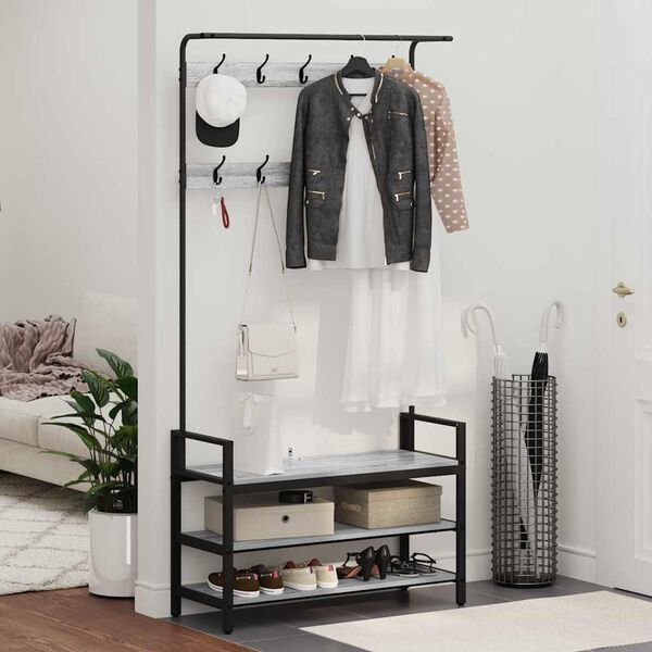 vidaXL Закачалка за палта Сив Сонома 95 x 34 x 184 см Инженерно дърво