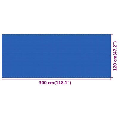 vidaXL Балконски параван, син, 120x300 см, HDPE