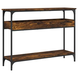 vidaXL Конзолна маса с рафт, опушен дъб, 100x29x75 см, инженерно дърво