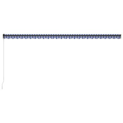 vidaXL Ръчно прибиращ се сенник, 600x300 см, синьо и бяло