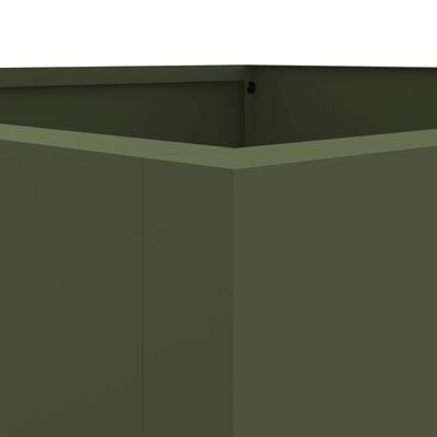 vidaXL Кашпа, маслиненозелена, 42x38x75 см, студеновалцувана стомана