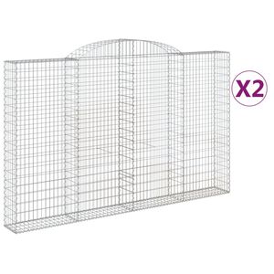 vidaXL Габионни кошници арка 2 бр 300x30x180/200 см поцинковано желязо