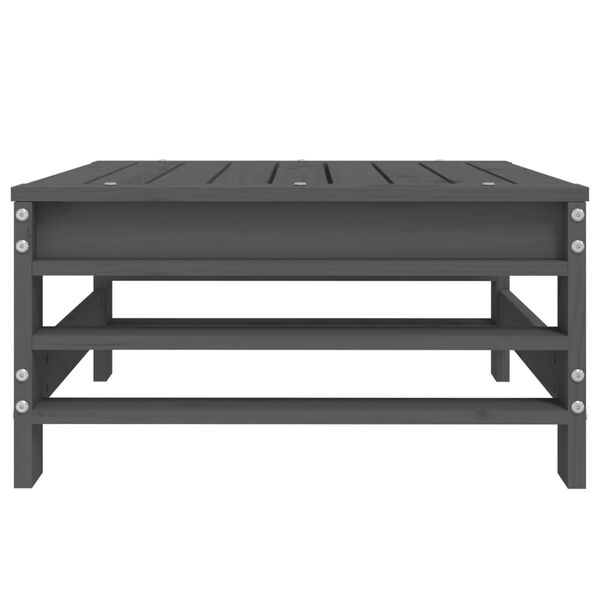 vidaXL Градинска табуретка, сива, борово дърво масив