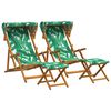 vidaXL Шезлонг 4 pcs 3 позиция Плътно евкалиптово дърво Мотив с листа