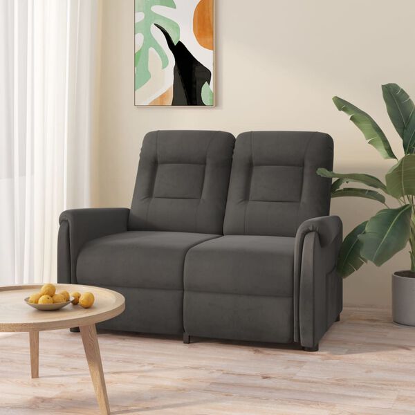 vidaXL 2-местен масажен реклайнер, тъмносив, микрофибърна тъкан