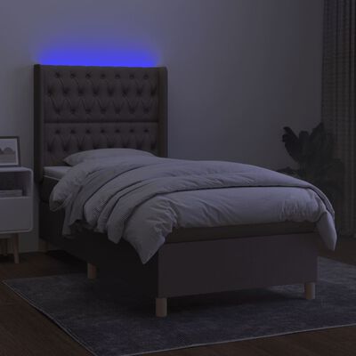 vidaXL Боксспринг легло с матрак и LED, таупе, 90x190 см, плат