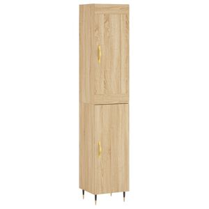 vidaXL Висок шкаф, сонома дъб, 34,5x34x180 см, инженерно дърво