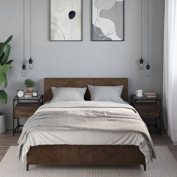 vidaXL Нощни шкафчета 2 бр кафяв дъб 40x40x55 см инженерно дърво