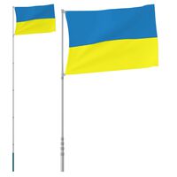 vidaXL Флаг на Украйна и стълб, 5,55 м, алуминий
