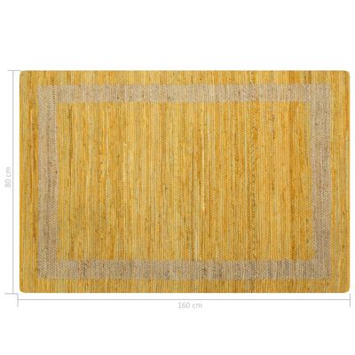 vidaXL Ръчно тъкан килим от юта, жълт, 120x180 см