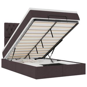 vidaXL Османска легло с матрак и LED, тъмнокафяво, 120x190 см, плат