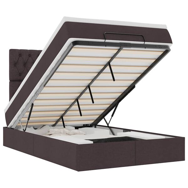 vidaXL Османска легло с матрак и LED, тъмнокафяво, 120x190 см, плат