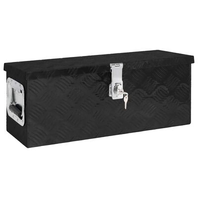 vidaXL Кутия за съхранение, черна, 60x23,5x23 см, алуминий