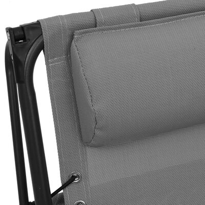 vidaXL Сгъваеми столове тип шезлонг, 2 бр, textilene, сиви
