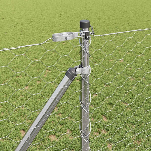 vidaXL Стълб за ограда. Сребрист 10 x 1,4 м (мрежа 50 мм) Стомана