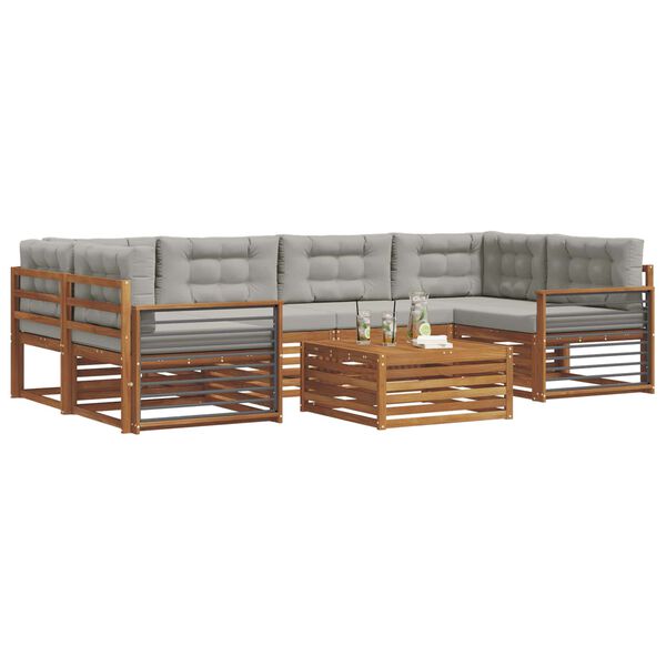 vidaXL Комплект дивани за открито 7 pcs Естествено и светло сиво