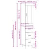 vidaXL Висок шкаф, бетонно сив, 34,5x34x180 см, инженерно дърво