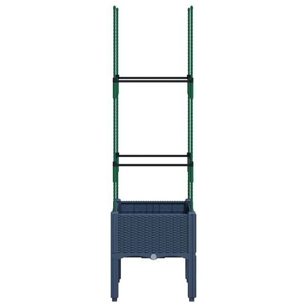 vidaXL Градински сандък с пергола, синьо сив, 40x40x142,5 см, PP