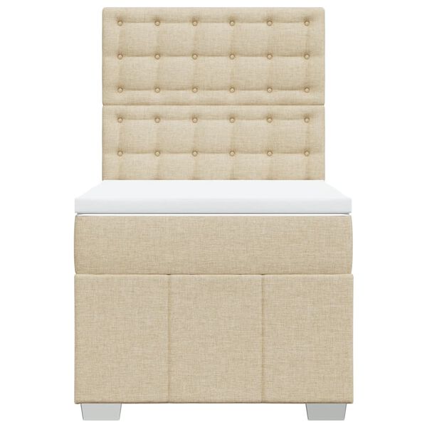 vidaXL Боксспринг легло с матрак, кремава, 90x200 см, плат