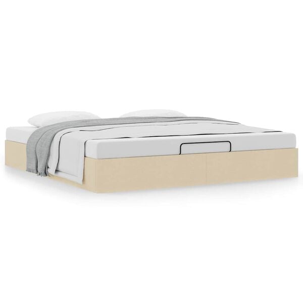 vidaXL Османска рамка за легло без матрак, кремава, 160x200 см, плат