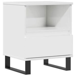 vidaXL Нощно шкафче, бял гланц, 40x35x50 см, инженерно дърво