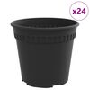 vidaXL Кръгла саксия за цветя 24 pcs Черно &Oslash; 17 x 14 см Пластмаса