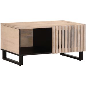 vidaXL Маса за кафе, бяла, 80x51x40 см, масивно мангово дърво