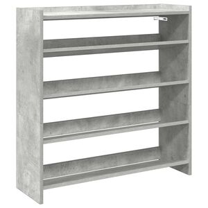 vidaXL Етажерка за обувки, бетонно сива, 80x25x81 см, инженерно дърво