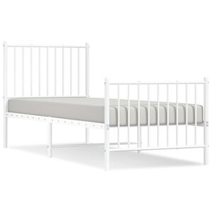 vidaXL Метална рамка за легло с горна и долна табла, бяла, 80x200 см