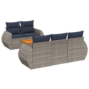 vidaXL Градински комплект от 6 дивана с възглавници, сив, полиратан