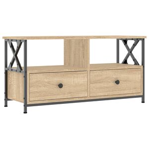 vidaXL ТB шкаф, сонома дъб, 90x33x45 см, инженерно дърво и желязо