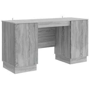 vidaXL Бюро Сива сонома 142,5 x 50 x 75 см Инженерна дървесина