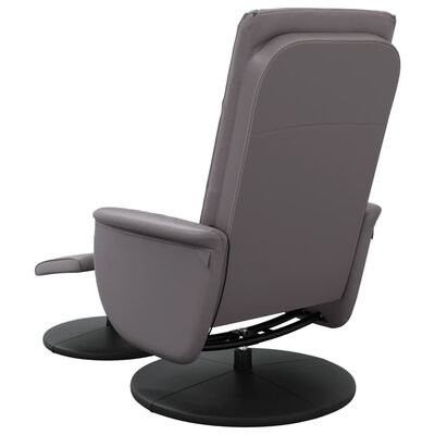 vidaXL Масажен реклайнер стол с табуретка, сив, изкуствена кожа