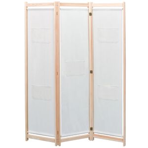 vidaXL Параван за стая, 3 панела, кремав, 120x170x4 cм, текстил