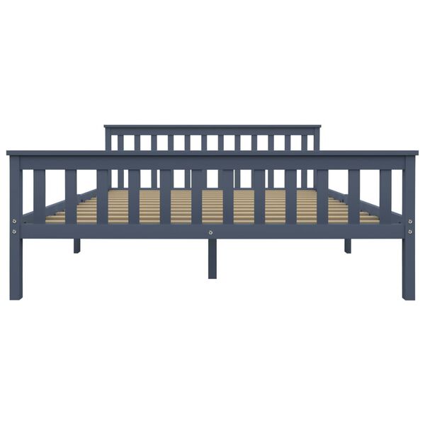 vidaXL Рамка за легло, сива, борово дърво масив, 160x200 cм