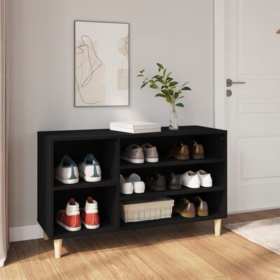 vidaXL Шкаф за обувки, черен, 102x36x60 см, инженерно дърво