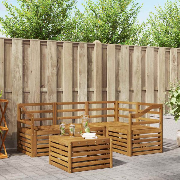 vidaXL Комплект дивани за открито 5 pcs Естествен