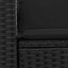 vidaXL Градински диван с възглавници, двуместен, черен, полиратан