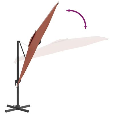 vidaXL Конзолен чадър с алуминиев прът, теракота, 400x300 см